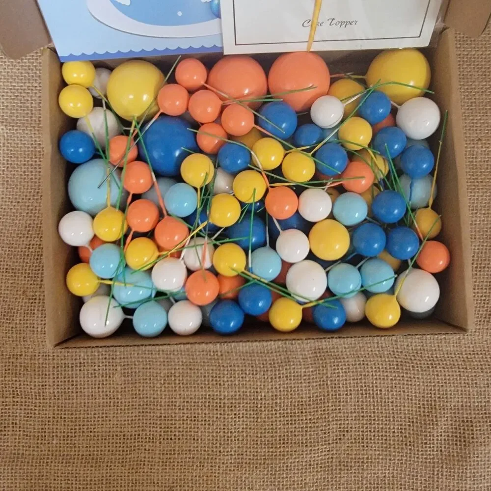 114 PCS Ball Cake Toppers - Mini Balloon Cake Decorations Foam Ball Cupcake